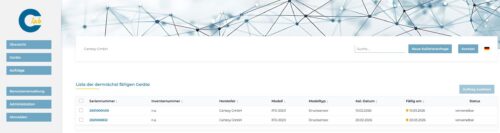 Screenshot von CLab Kalibrierdatenbank