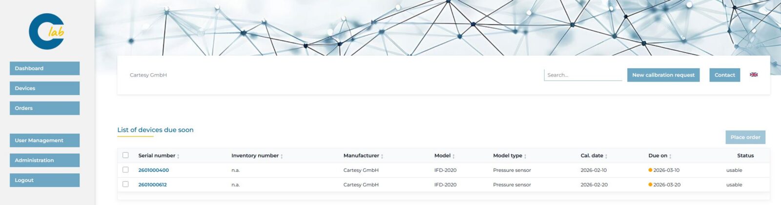 Calibration database CLab
